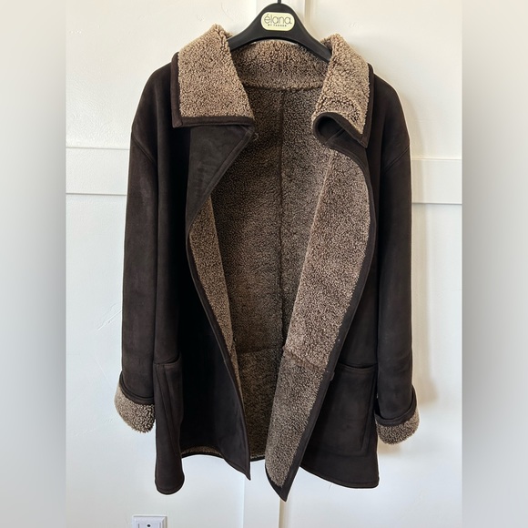 🌶️ Vintage Doncaster Dark Brown Leather Shearling Coat. Size Large. - Picture 6 of 6